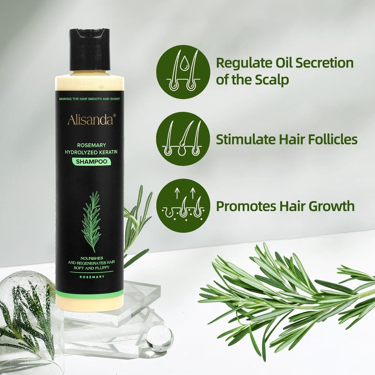 Organic Rosemary Shampoo with Keratin for Thicker Fuller Hair