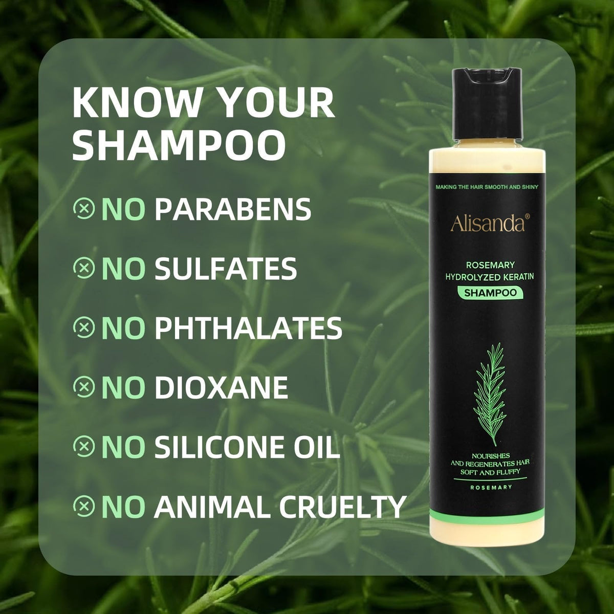 Organic Rosemary Shampoo with Keratin for Thicker Fuller Hair