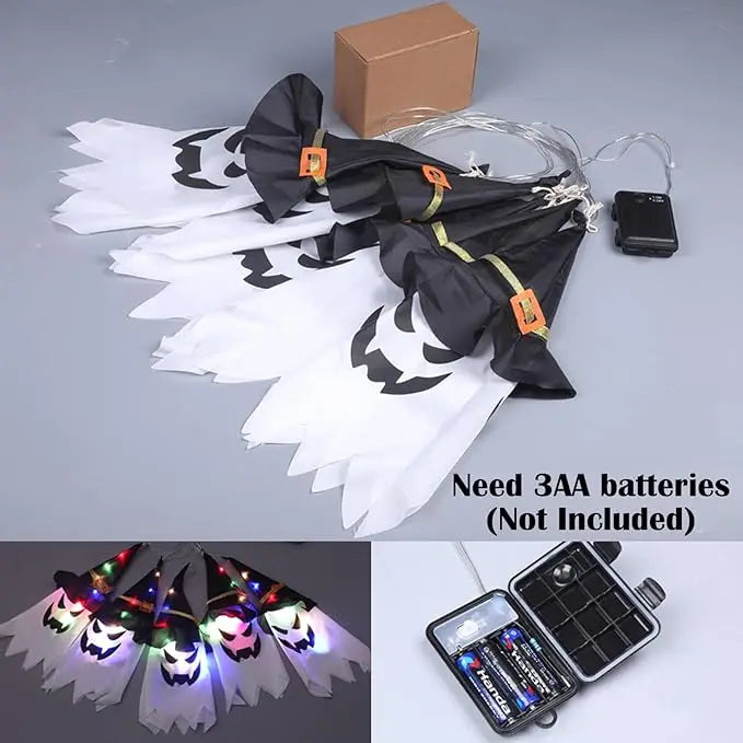 GhostLantern™ – String Lights with Ghost Hats, 5-Piece Set for Spooky Atmosphere [50% Off]