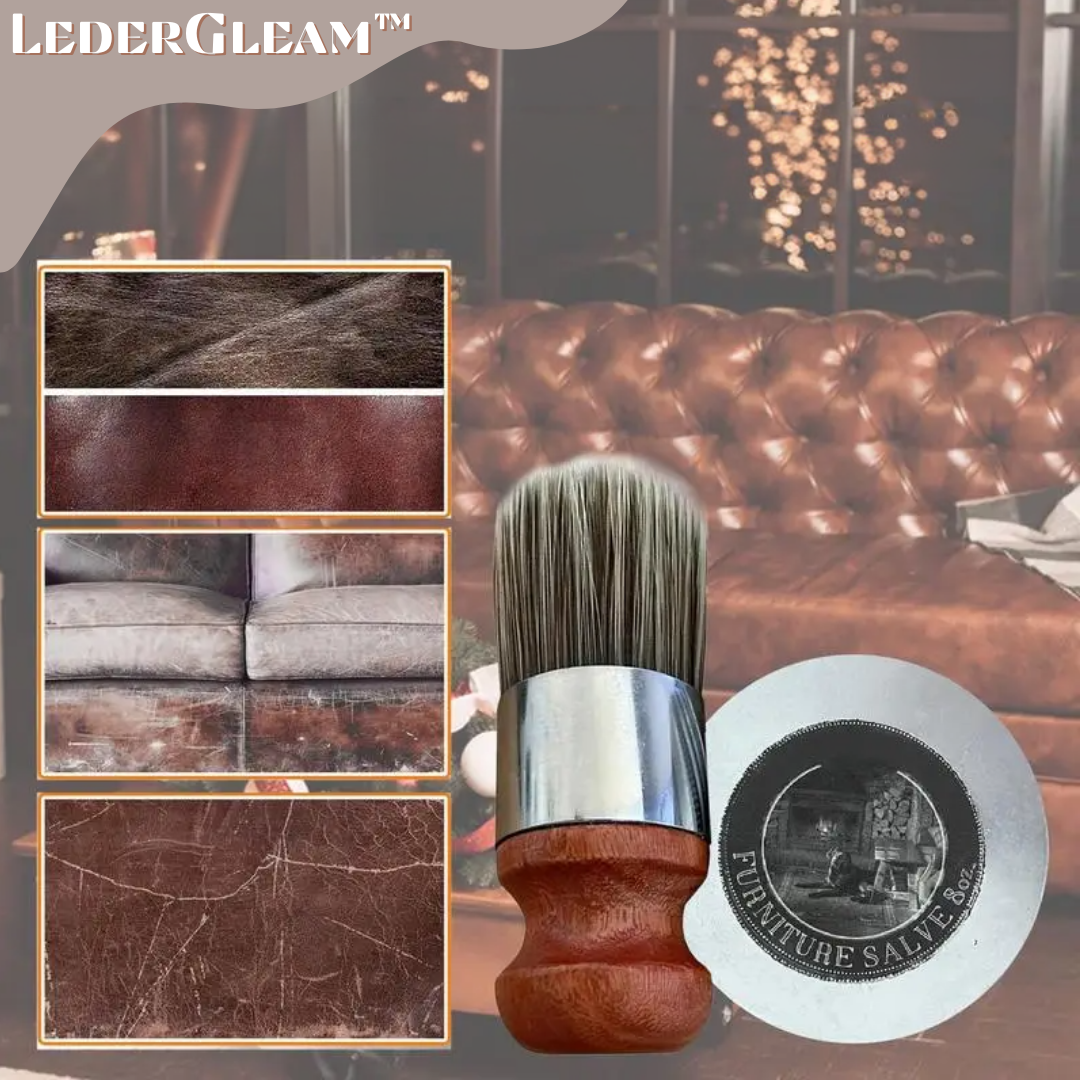 Natural Beeswax Leather & Wood Furniture Care Conditioner with Brush