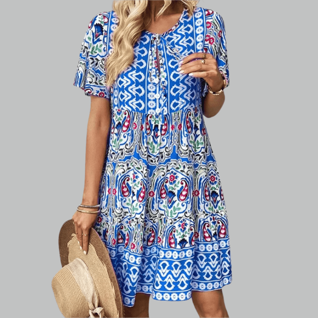 Bohemian Printed Tiered Midi Spring Dress
