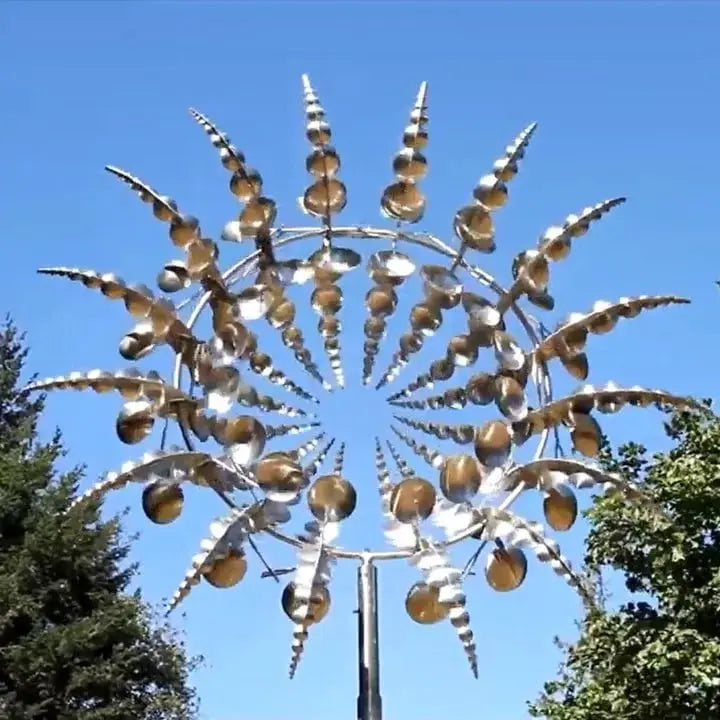 Metal Wind Spinner with Double Rotating Blades for Garden Decoration