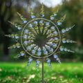 Metal Wind Spinner with Double Rotating Blades for Garden Decoration