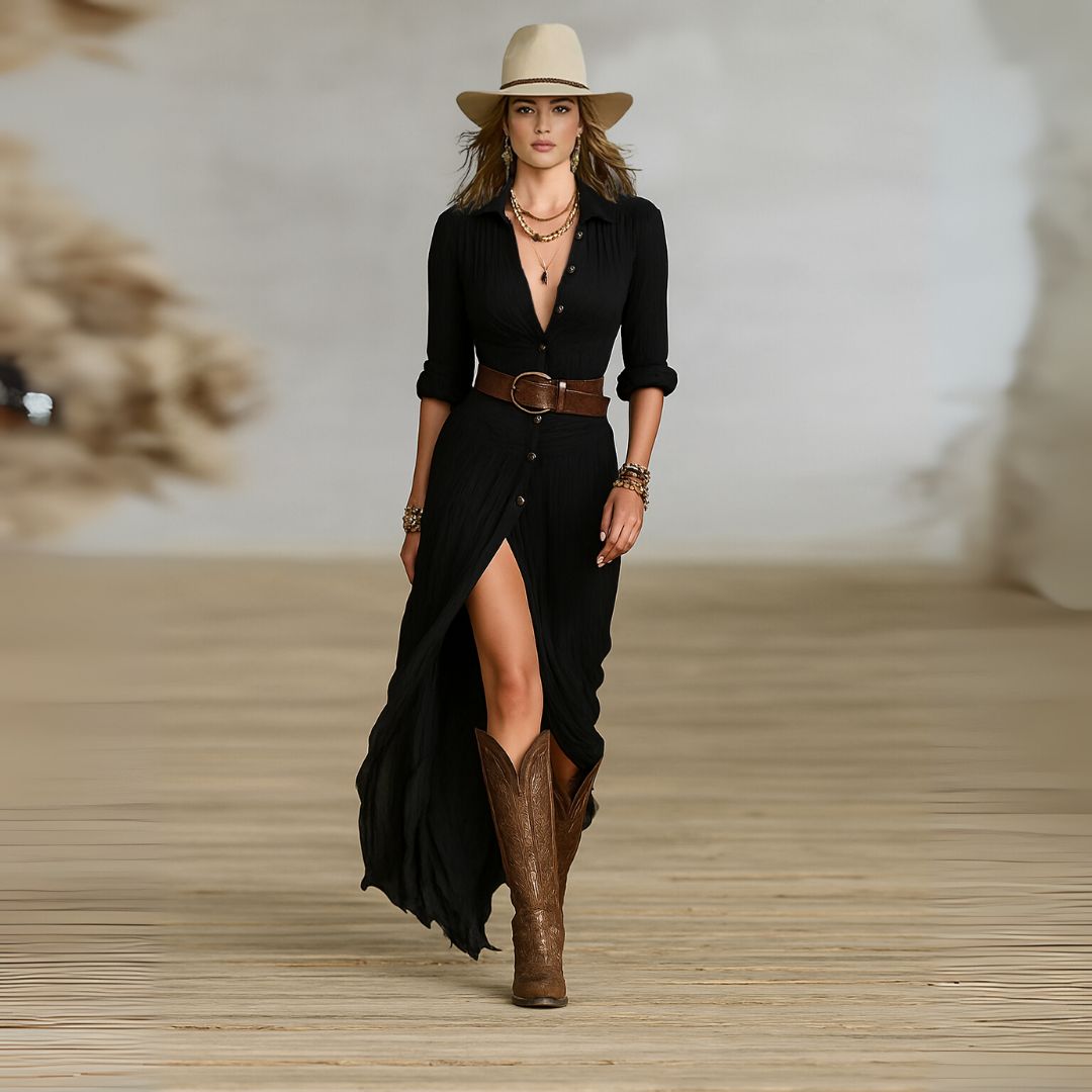 Women’s Flowing Button-Front Maxi Dress