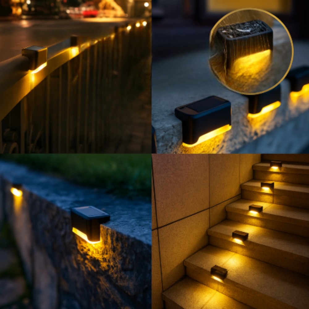 Wireless Solar Outdoor Lights with Dusk Sensor – Self-Adhesive (4-Pack)