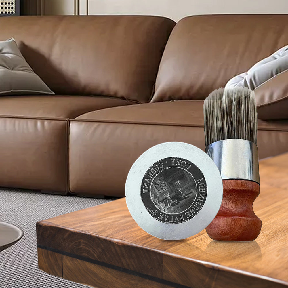 Natural Beeswax Leather & Wood Furniture Care Conditioner with Brush