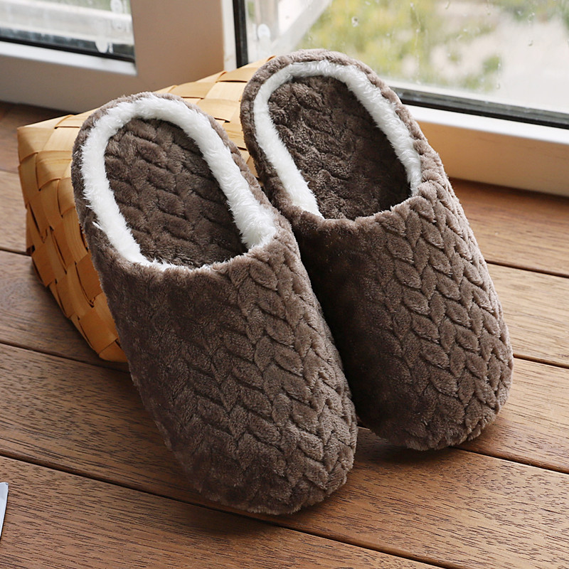 Knitted Plush Slippers Soft Warm Slippers Women Winter