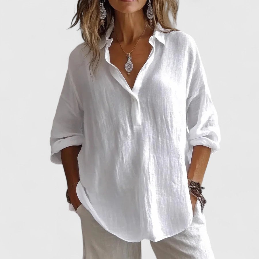 Relaxed Open Collar Blouse