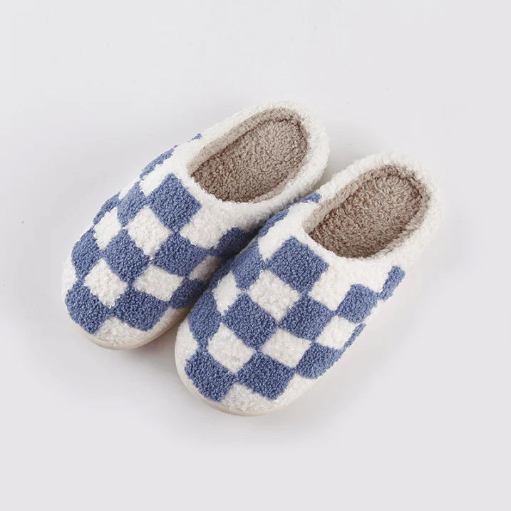 Women’s Plaid Fluffy Soft Cozy Slippers Winter