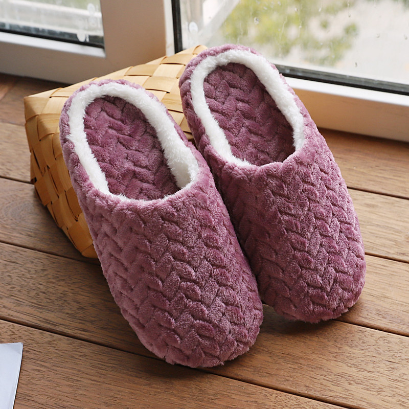 Knitted Plush Slippers Soft Warm Slippers Women Winter