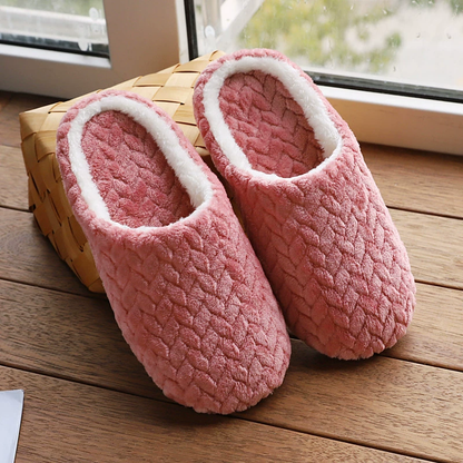 Knitted Plush Slippers Soft Warm Slippers Women Winter