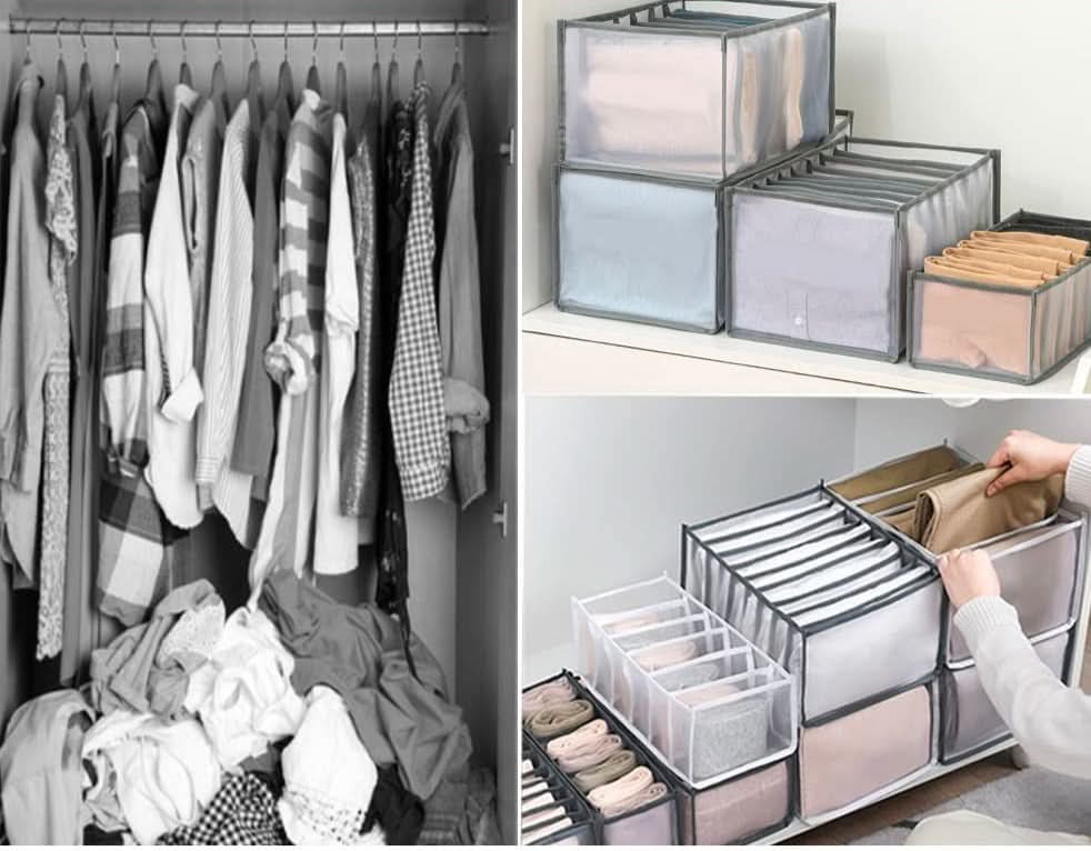 Foldable Drawer Organiser Set – Modular Compartment Dividers for Clothes