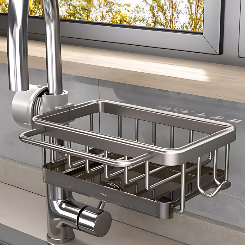 Sink Drain Shelf – No Drilling Required, Made of Aluminum