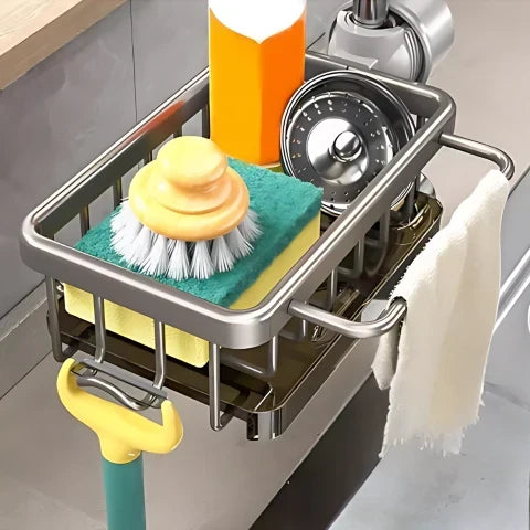 Sink Drain Shelf – No Drilling Required, Made of Aluminum