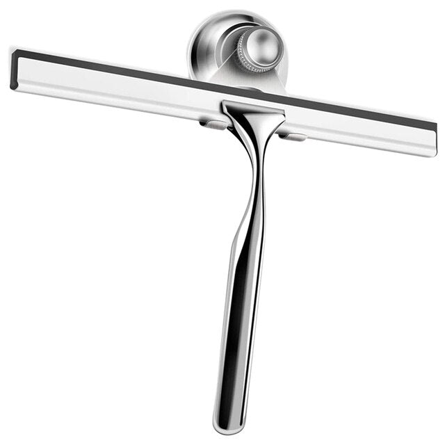 Stainless Steel Shower Squeegee with Suction Hook for Streak-Free Glass