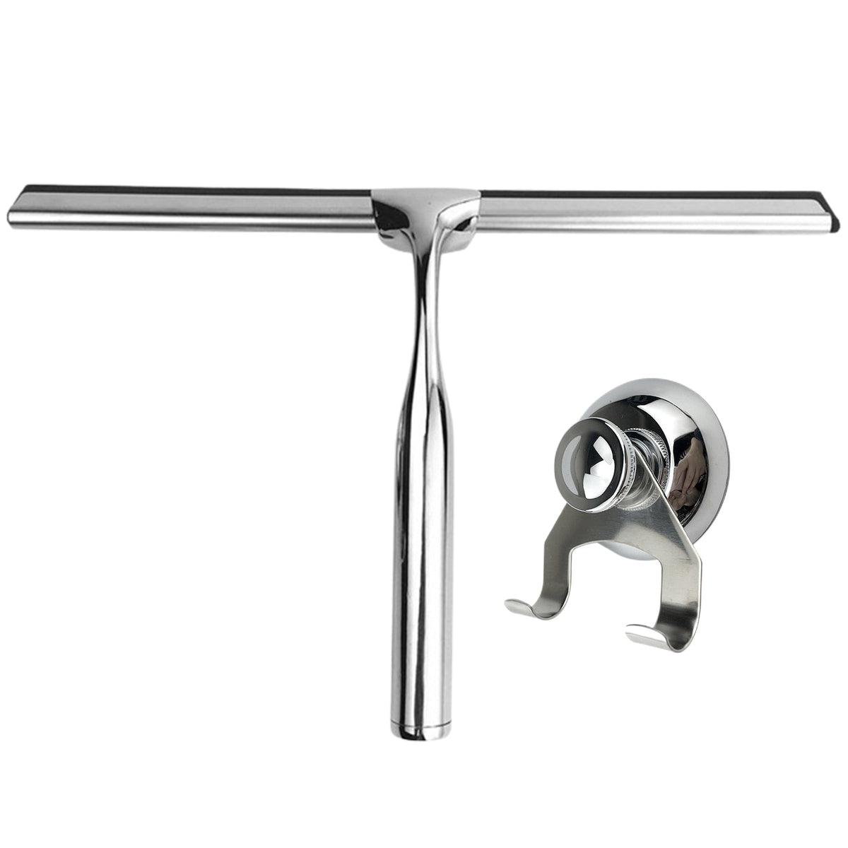Stainless Steel Shower Squeegee with Suction Hook for Streak-Free Glass
