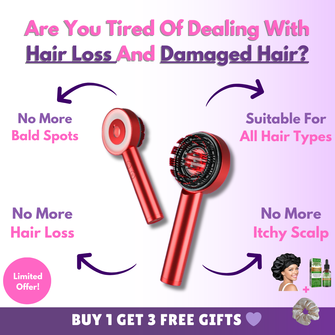 Red Light Hair Growth Brush | Scalp Stimulation | LED Therapy | Thicker Hair Look | LuxoraBoost