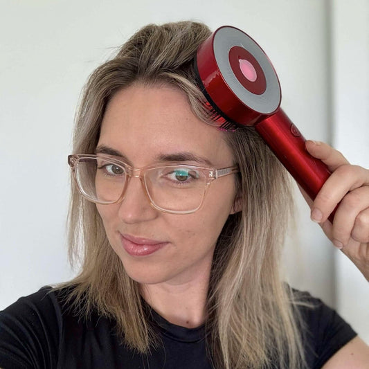 Red Light Hair Growth Brush | Scalp Stimulation | LED Therapy | Thicker Hair Look | LuxoraBoost