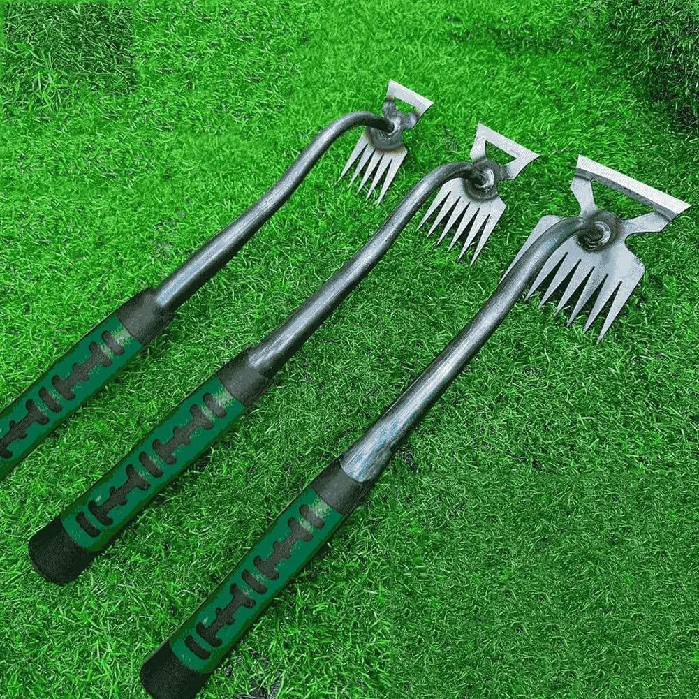 Steel Hand Rake with Ergonomic Handle for Garden Soil & Weed Removal