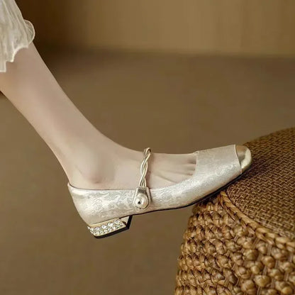 Square-Toe Orthopedic Embellished Flats