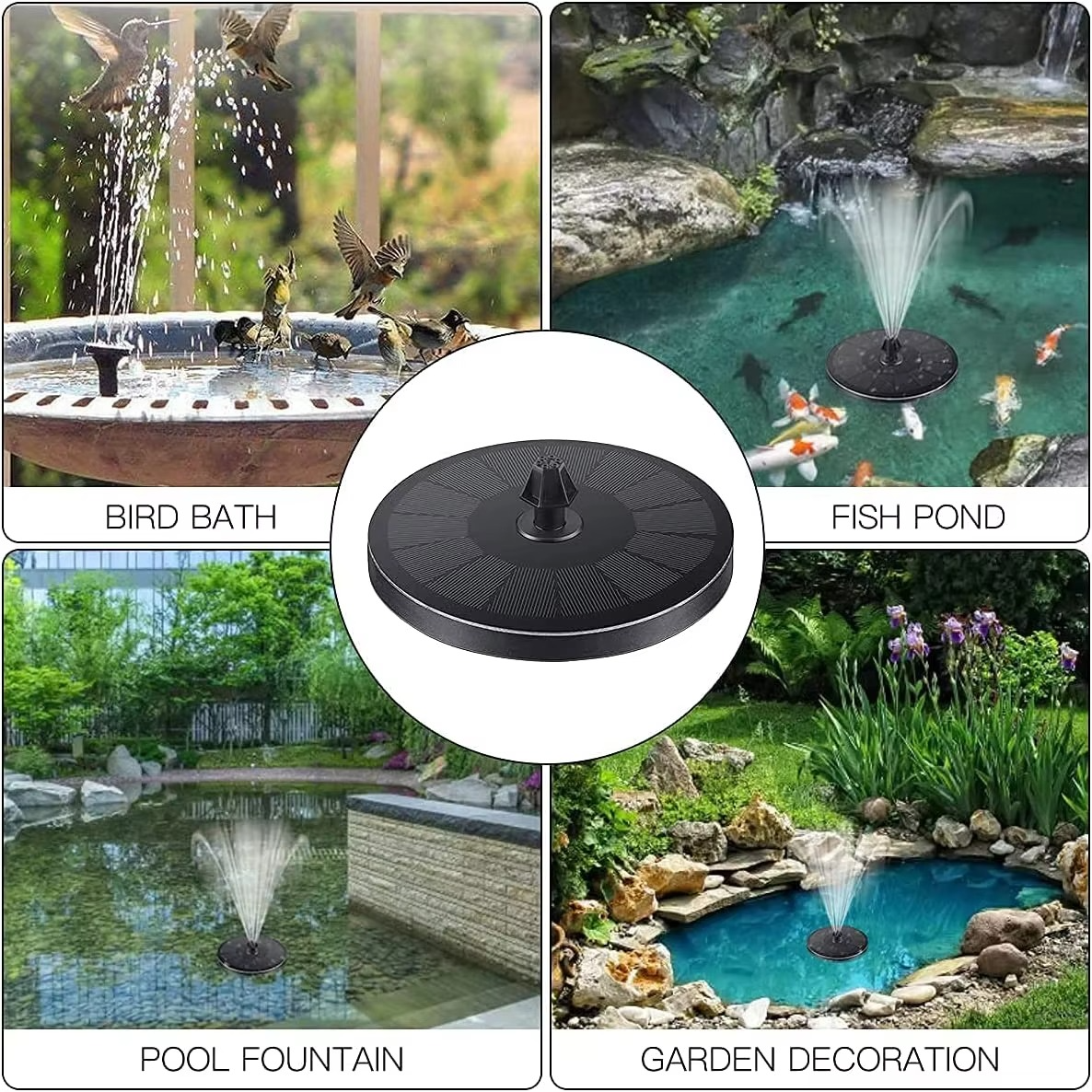 Solar Powered Floating Fountain Pump for Garden Pond & Bird Bath