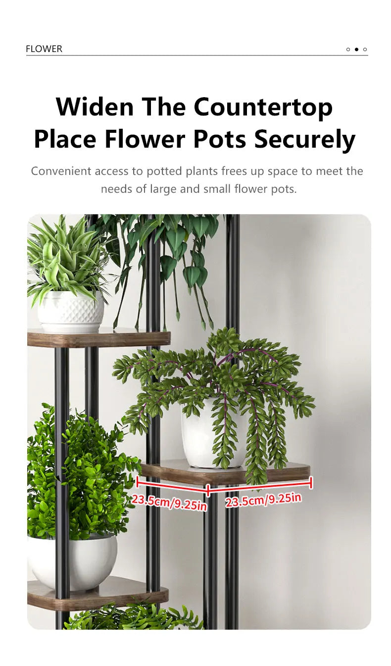 5-Tier Metal and Wood Plant Stand – Space-Saving Vertical Shelf for Indoor &