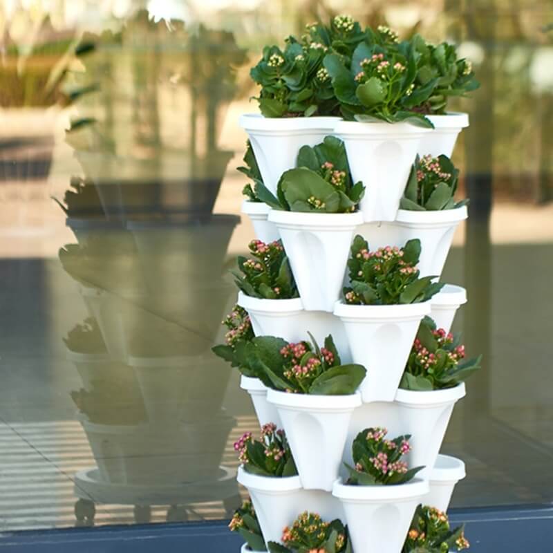 Stackable Vertical Planting Tower with 4 Levels & Irrigation System