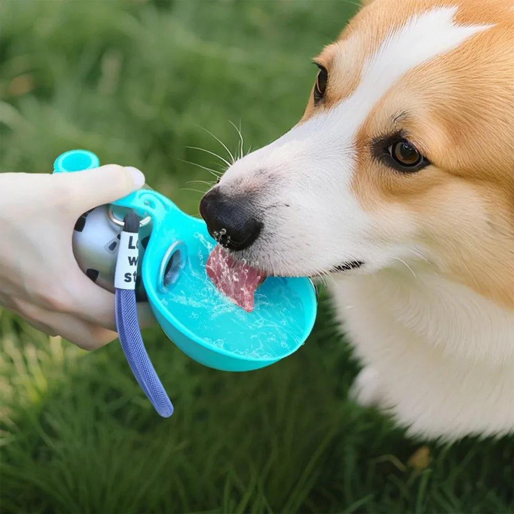 Portable Dog Water Bottle with Detachable Silicone Bowl – 285 ml Stainless Steel