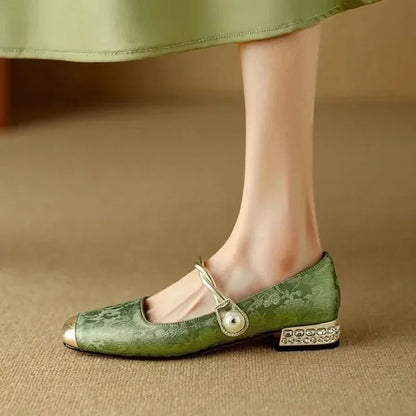 Square-Toe Orthopedic Embellished Flats
