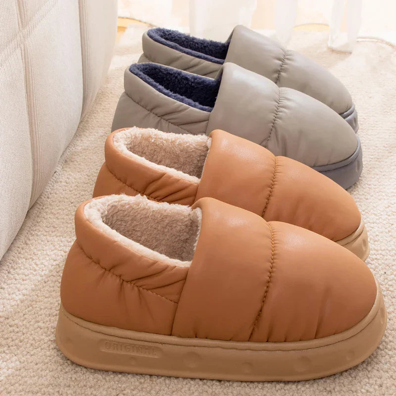 Puffer-Style Slippers Warm Thick Slippers Women Winter