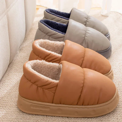 Puffer-Style Slippers Warm Thick Slippers Women Winter