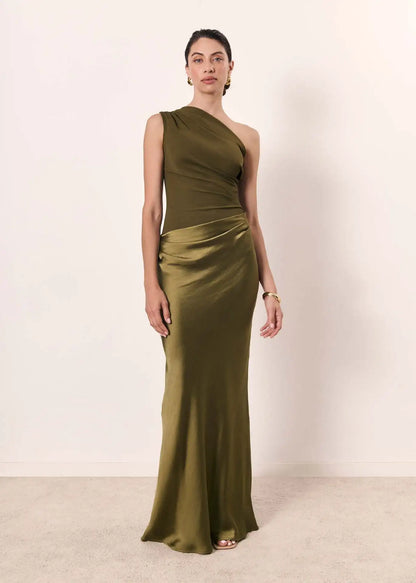One-Shoulder Draped Maxi Dress