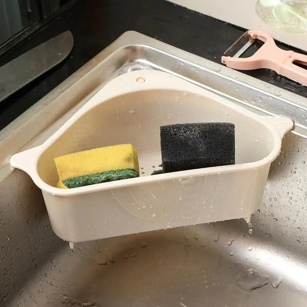 Triangular sink organizer for kitchen sink – space-saving