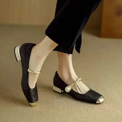 Square-Toe Orthopedic Embellished Flats