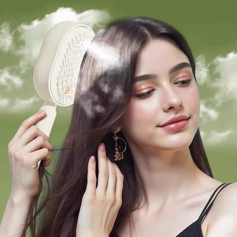 Cordless Spray Hair Brush with Mist Function for Detangling and Styling