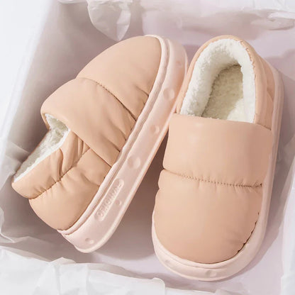 Puffer-Style Slippers Warm Thick Slippers Women Winter