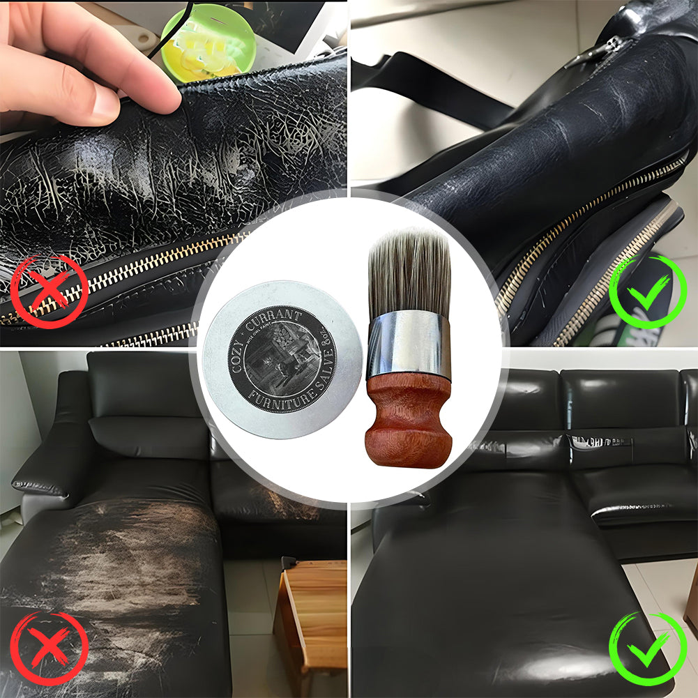 Natural Beeswax Leather & Wood Furniture Care Conditioner with Brush