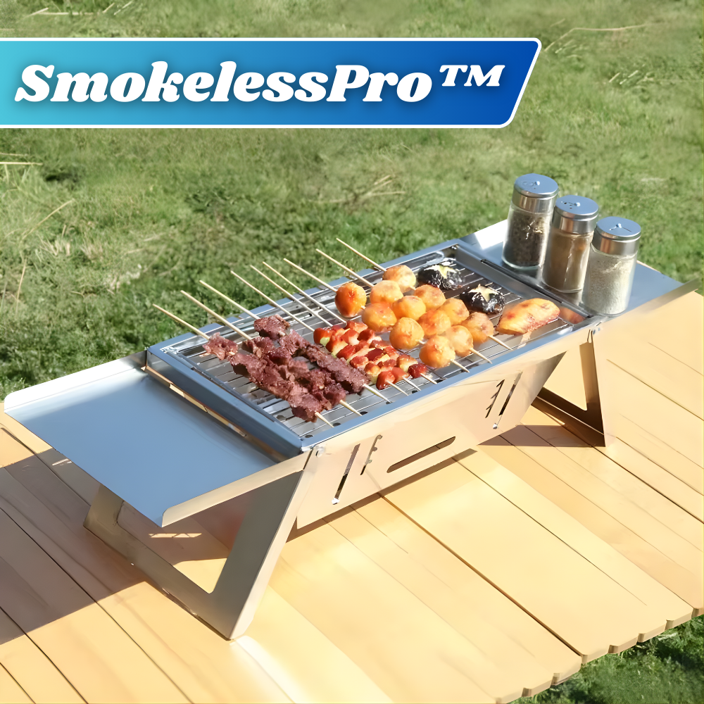 SmokelessPro™ – Foldable Grill for Low-Smoke, Practical & Mobile Barbecuing [50% Off]