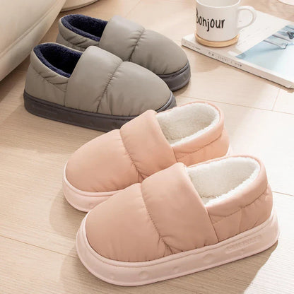 Puffer-Style Slippers Warm Thick Slippers Women Winter