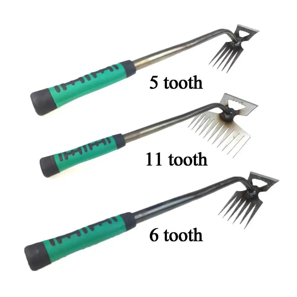 Steel Hand Rake with Ergonomic Handle for Garden Soil & Weed Removal