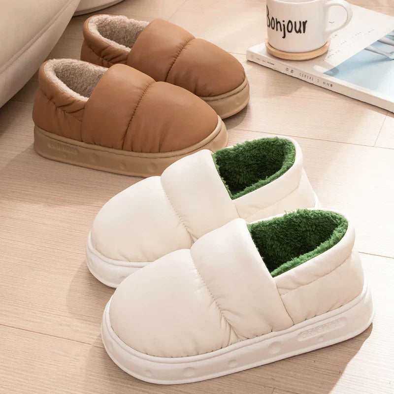 Puffer-Style Slippers Warm Thick Slippers Women Winter