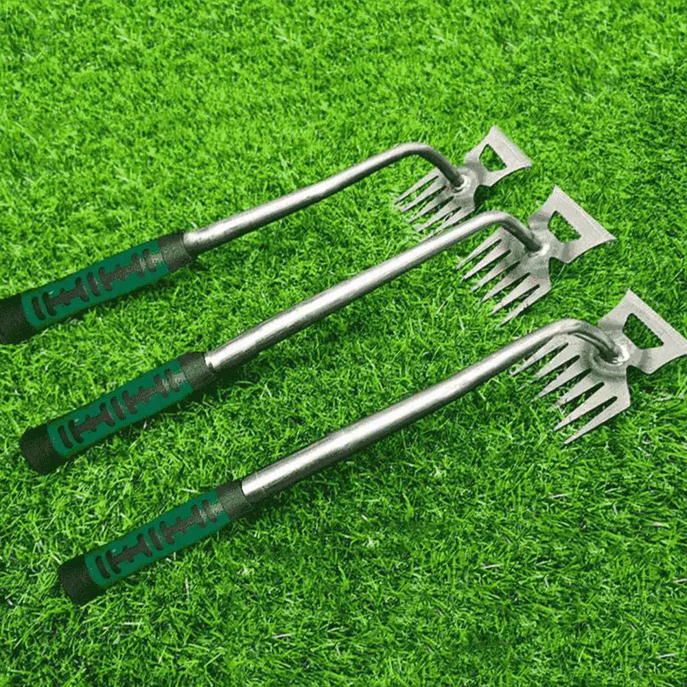 Steel Hand Rake with Ergonomic Handle for Garden Soil & Weed Removal
