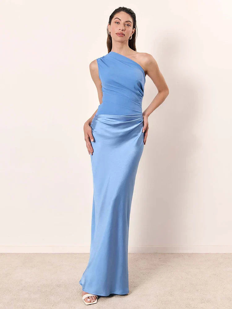 One-Shoulder Draped Maxi Dress