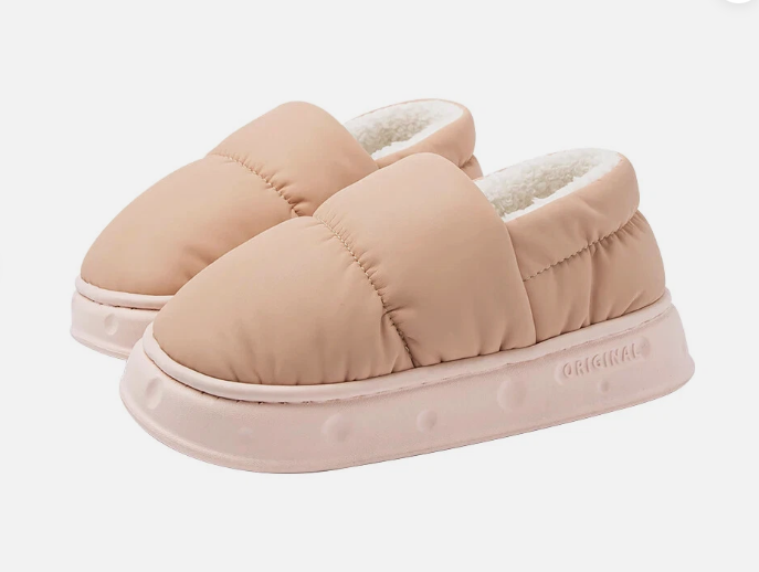Puffer-Style Slippers Warm Thick Slippers Women Winter