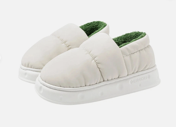 Puffer-Style Slippers Warm Thick Slippers Women Winter