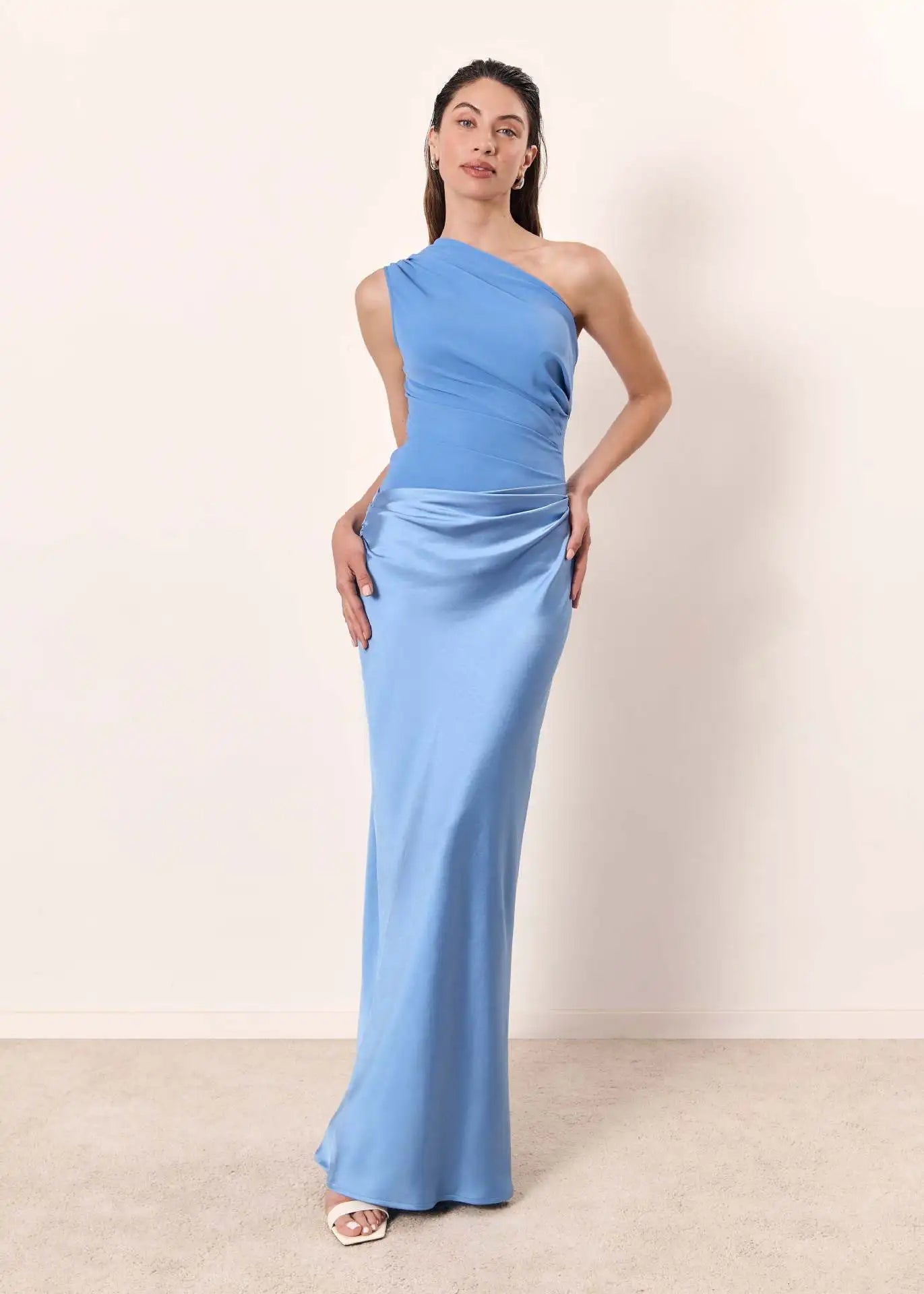 One-Shoulder Draped Maxi Dress