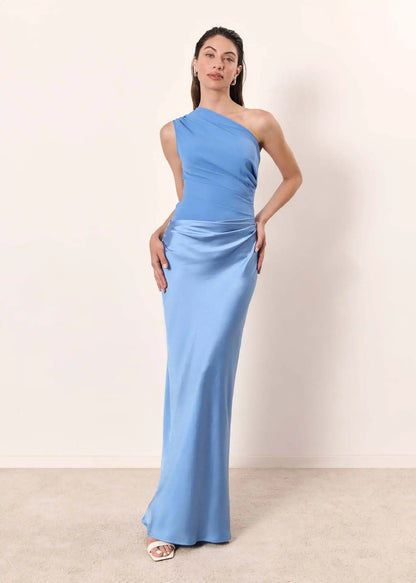 One-Shoulder Draped Maxi Dress
