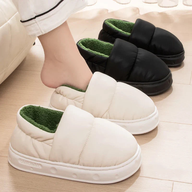 Puffer-Style Slippers Warm Thick Slippers Women Winter