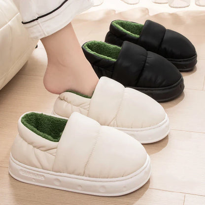 Puffer-Style Slippers Warm Thick Slippers Women Winter