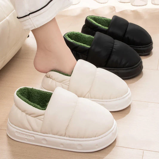 Puffer-Style Slippers Warm Thick Slippers Women Winter